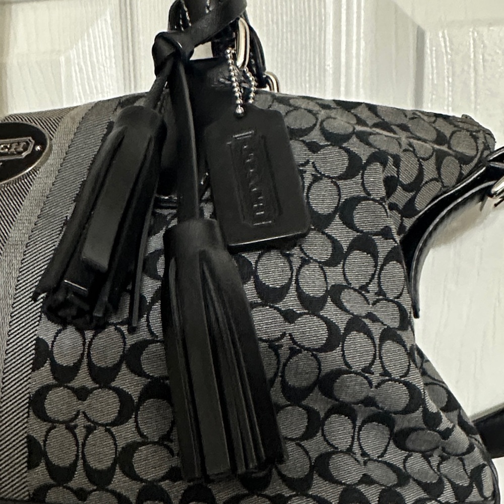 COACH Legacy Graphite Signature Stripe Molly 2-Way Satchel/Shoulder Bag - Picture 3 of 12